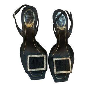 Rene Caovilla Black Heels with Silver Accents